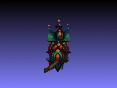 WhimsyrootCottage Stylized Fantasy House 3D Model PBR Game-Ready Low-poly 3D model