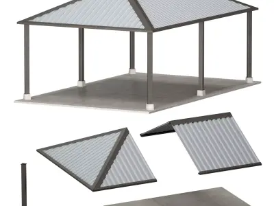 Metal Canopy Gazebo Roof 3D model