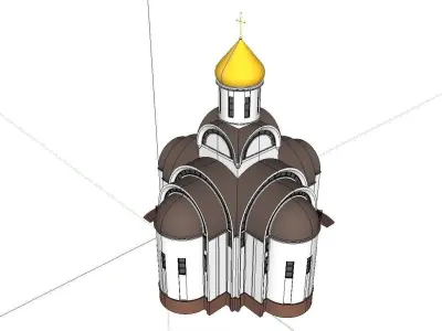 Architecture-Religion-God-Culture-Temple-080 church with gold... 3D model