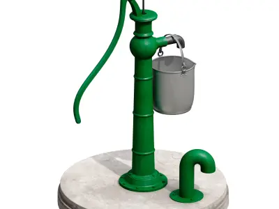 Outdoor water column with a bucket 3D model