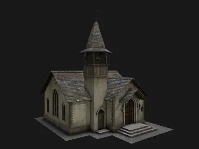Medieval Catholic Church Low-poly 3D model