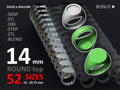 14 mm Signet ring Pack 3D print model