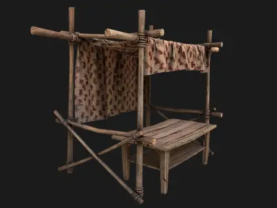 Market Red Stall Low-poly 3D model