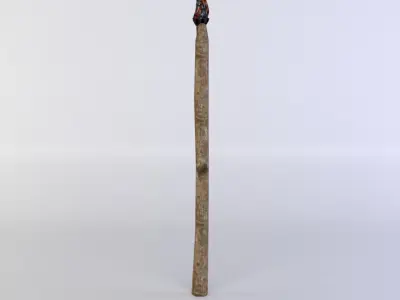 Torch wooden stick with bird Low-poly 3D model