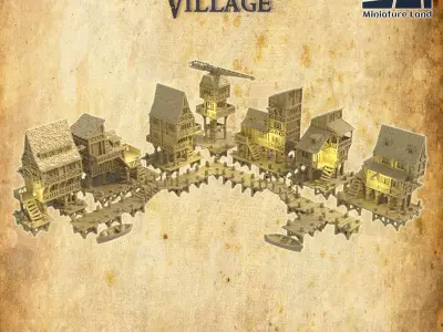 Old Lake Town Tabletop Terrain 28 MM 3D print model