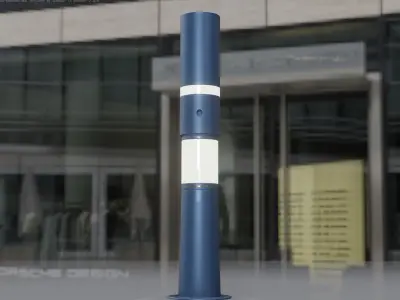 Low-Poly Blue Light Column 29 - Street Light Set-9 Low-poly 3D model