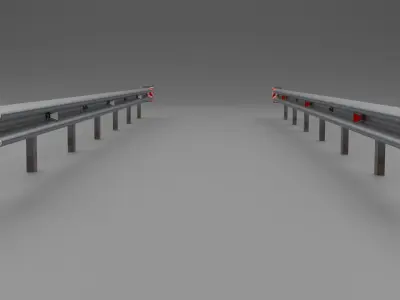 Metal road fence Low-poly 3D model