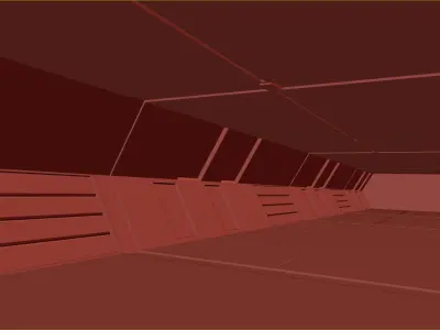 low poly scifi corridor 01 Low-poly 3D model