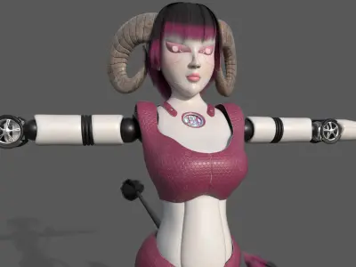 Robotic Character Hellen-Humanoid WITHOUT RIG Low-poly 3D model