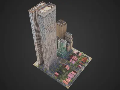 Realistic City District H14-R29 MAYA Low-poly 3D model