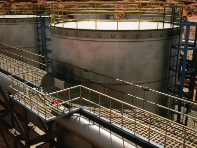 Oil Facility Modular Package - Low Poly - On one Trimsheet Low-poly 3D model