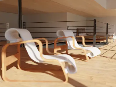 Modern Open House in Forest 3D Scene Low-poly 3D model