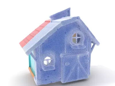 Vintage Barnhouse Aqua model pack Low-poly 3D model