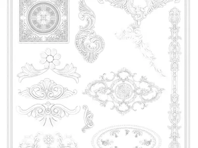 Baroque Engraving Ornament Collection Vol-3 - 3ds Max  Corona 3D model