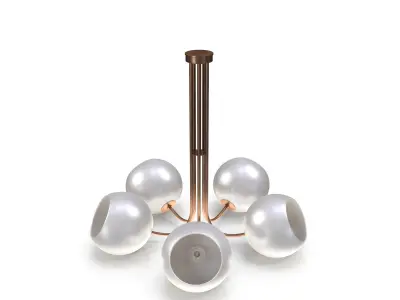 Celeste 5 Light Chandelier With White Globes Bronze Free 3D model