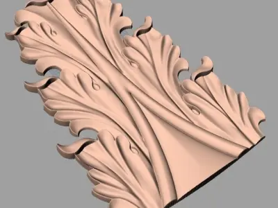 Door Post flower 3D STL Model for CNC Router Carving E973 3D model