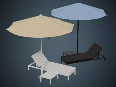 Sun Lounger 2A Low-poly 3D model