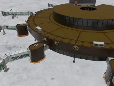 EGKK South Terminal Gallery Low-poly 3D model