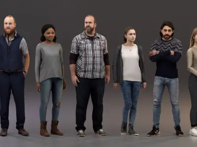  rigged People SixPack 003 - Photogrammetry Population Character Rig 