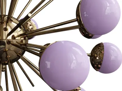  Brass Sputnik Chandelier with Lilac Low-poly 3D model