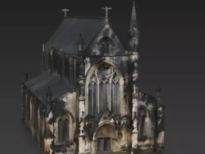 Weathered Gothic Cathedral 3D Model Low-poly 3D model