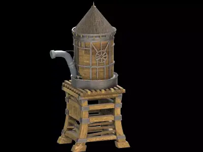 Western watertank Low-poly 3D model