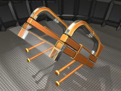 Sci-Fi Stairs - 1 - Orange Version  Low-poly 3D model