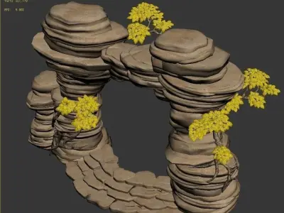 Mount cliff - door plant 3D model
