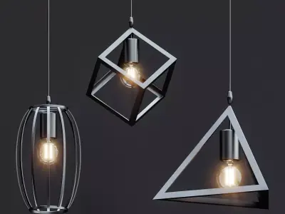 Lampe black retro pendant 3D model