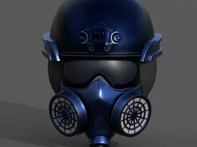 Helmet scifi military combat space cyborg robot military combat  Low-poly 3D model