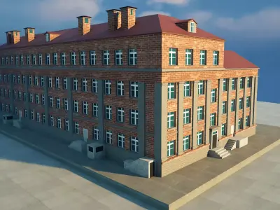 School Building 3D Model Game-Ready Low-poly 3D model