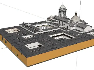 Architecture-Religion-God-Culture-Temple-03 church with two t... 3D model