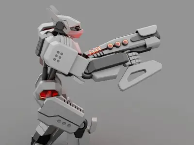 Fighter robot rigged - animated character 3D model
