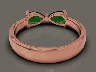 Fashion bow tie diamond ring with pear shape diamonds Free 3D print model