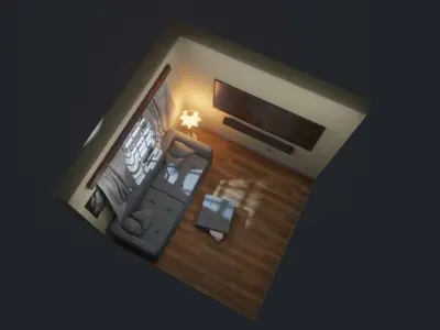 interior living space with furniture 3D model