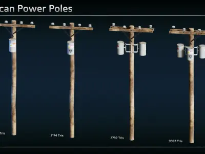 American Energy Poles Low-poly 3D model