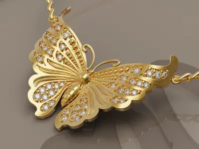 Butterfly pendant 3D print model 2