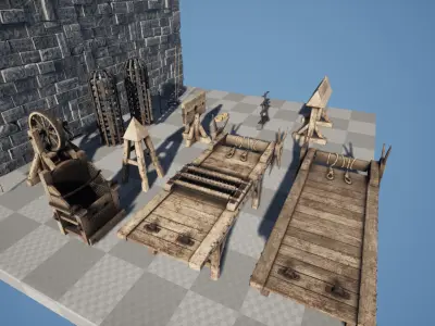 Torture Device  15 Dungeon Props Low-poly 3D model