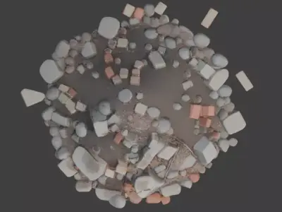 Urban Rubble Pile 3D Model Free low-poly 3D model
