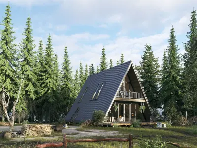 V-Ray 6 Forest House - Materials - Trees and Lighting 3D model