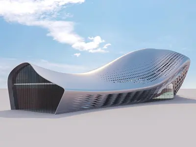 Futuristic building collection 4x 4 3D Model Pack