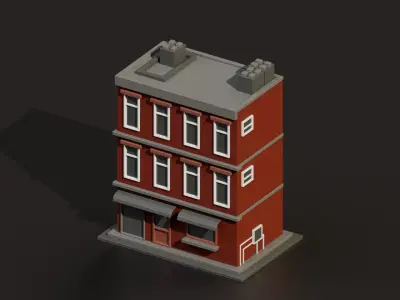 Stylized Low Poly Houses Pack 6 Game Ready Buildings Low-poly 3D model