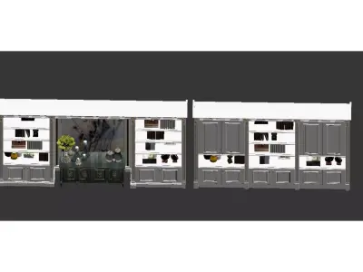 Customized Bookcases in Neoclassical and Light Luxury Styles 3D model