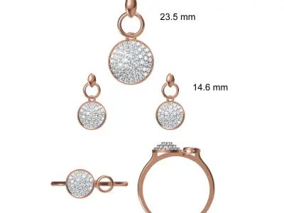 Light wt Ring Earrings Pendant set stl jcd 1-render details 3D print model