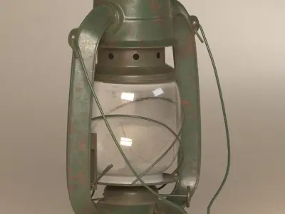 Old rusty kerosene lantern 3D model