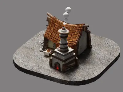 Medieval bakery blender  Low-poly 3D model