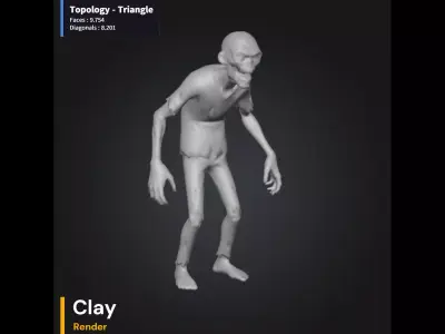 Stylized Zombie Character - Game Ready PBR Asset - AI Low-poly 3D model