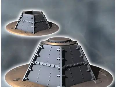 Modern octagonal metal bunker with rivets 6 - Modern WW2 WW1 Wor 3D print model