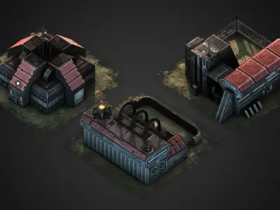 RTS building pack Low-poly 3D model