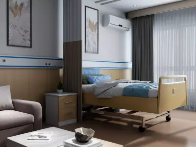 Comfortable Modern Hospital Room Interior 3D Model Low-poly 3D model